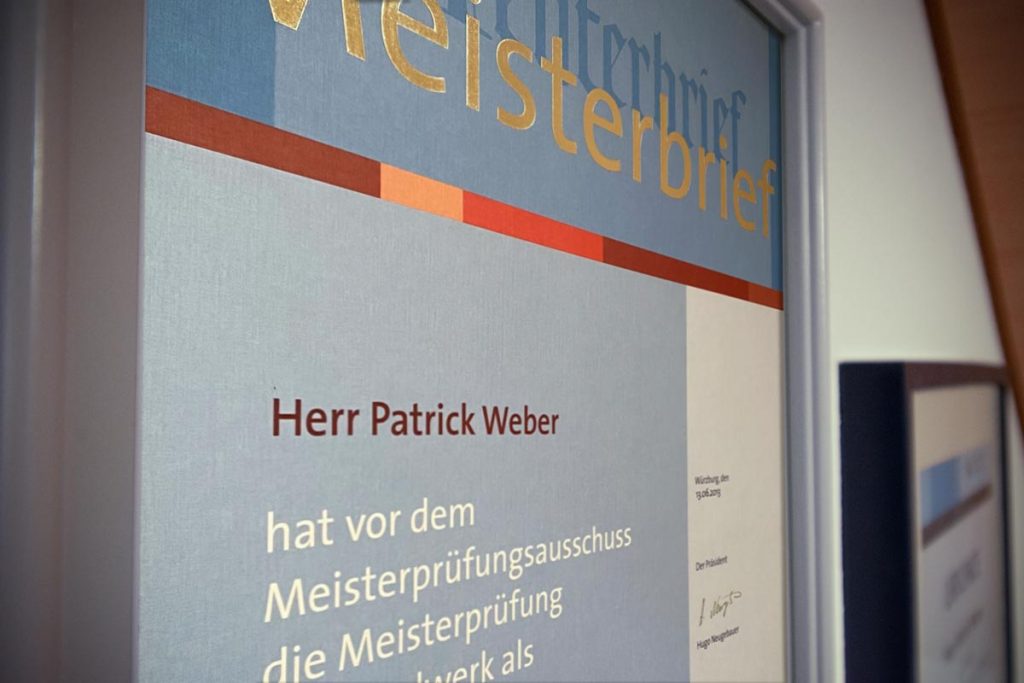 Bestattermeister-Urkunde Patrick Weber